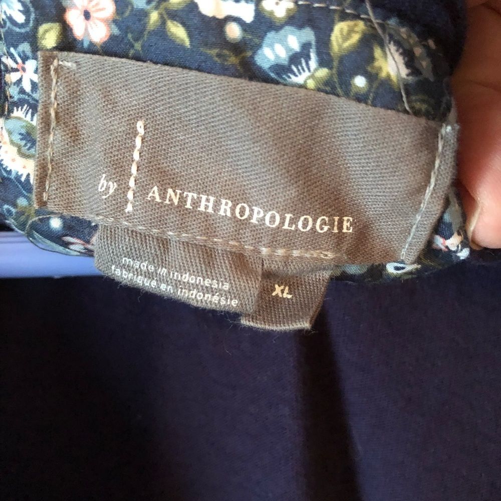 Anthropologie Navy Tie Front Top - Picture 5 of 9